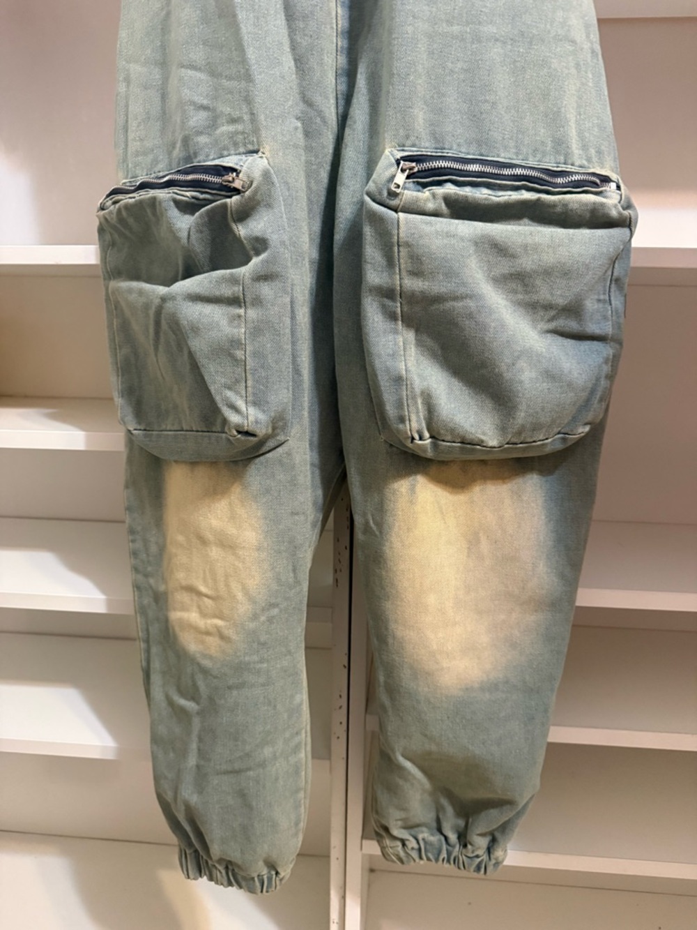 Washed Blue Utility Jumpsuit - Women L - Picture 5 of 9